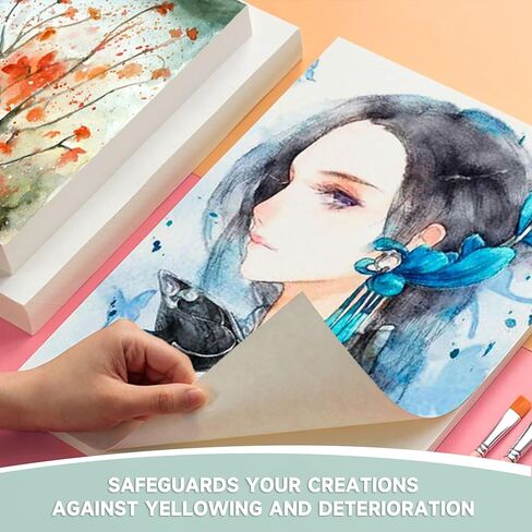 مجموعة ورق ألوان مائية من VEOOK، ورق ألوان مائية مقاس 8.5 بوصة × 11 بوصة، 100 ورقة 95 رطل/200 جرامًا للمتر المربع ورق رسم رسم فني للبالغين، الطلاء، دفتر الرسم، المجلة، اللوازم الفنية (WC-04) in Kuwait