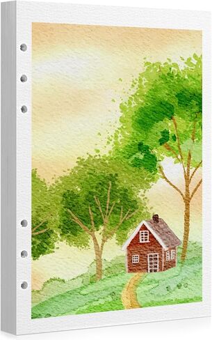 Prudiut 50 Sheets Refill Watercolor Paper for Watercolor Sketchbook, 300gsm/140lb A5 Hole-Punched Watercolor Paper Bulk for Painting, Drawing, Mixed Media(5.5x8 in) in Kuwait