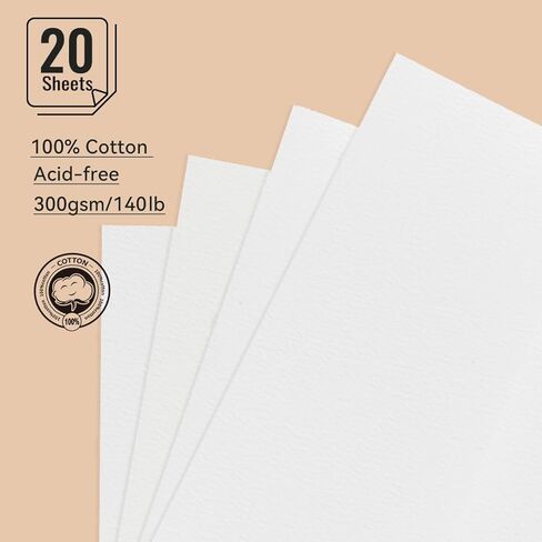 LIGHTWISH Watercolor Pad - A5 20 Sheets 100% Cotton 300GSM Cold Press Paper | Detachable with Backing Board | All-in-One Travel Watercolor Journal with Brush Holders & Storage Pockets in Saudi Arabia