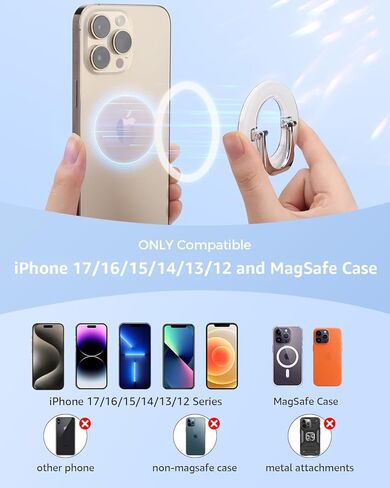 SUPERONE for MagSafe Phone Grip, Adjustable Magnetic Phone Ring Holder Removable Finger Phone Ring Kickstand Compatible with MagSafe Accessories Only for iPhone 15 & 14 & 13 & 12 Series in Saudi Arabia