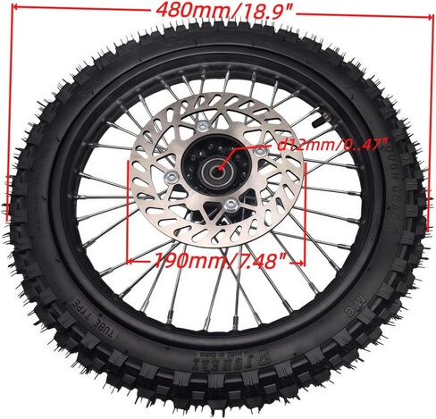 مجموعة إطارات حافة العجلة الأمامية Beeking 60/100-14 2.50-14 للدراجة الترابية 12 مم إطار حافة العجلة الأمامية يناسب الدراجة الترابية 50cc-125cc TTR SSR CRF Apollo تتضمن قرص فرامل 190 مم. in Kuwait