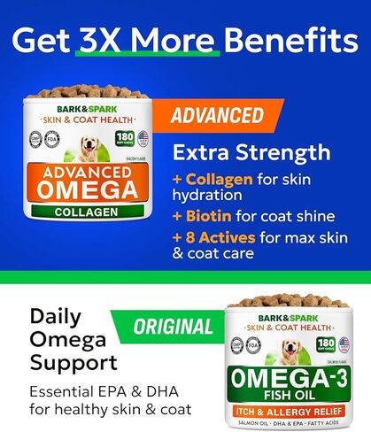 BARK&SPARK Dog Allergy Relief Chews (180 Treats) - Anti-Itch Skin & Coat Supplement - Omega 3 Fish Oil - Itchy Skin Relief Treatment Pills - Itching&Paw Licking - Dry Skin&Hot Spots - Grilled Chicken in Saudi Arabia