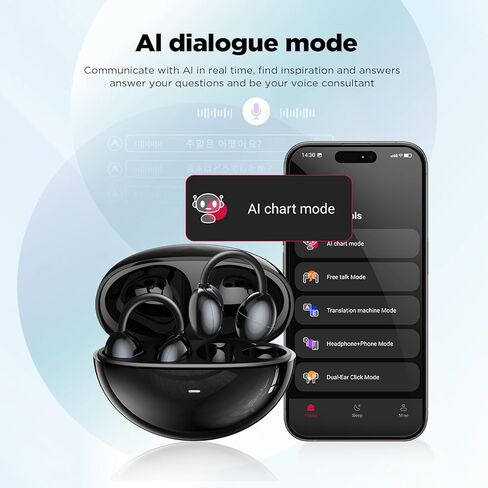 سماعات أذن MS192 AI للترجمة في الوقت الحقيقي، سماعات أذن مفتوحة 3 في 1 للأذن 135 لغة مترجمة، Audifonos Traductores Inglés Español، مشبك أذن مناسب لنظامي التشغيل iOS وAndroid، للأعمال والتعلم in Kuwait