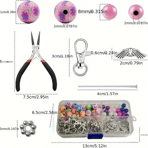 180Pcs DIY Angel Pendant Keychains Kit Including Alloy Wing Spacer Imitated Pearl Bead Pendant Lobster Buckle Claw Clasps and Pliers Jewelry Making Supplies Repair Tools Kit for Women Adults Teens in Kuwait