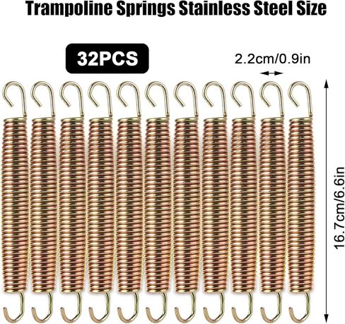 40Pcs 5-1/2" Trampoline Spring Replacement, Stainless Steel Replacement Spring for Trampoline, High Tensile Silver Wire Springs Set with Durable T Hook Fit Skywalker JumpKing Upperbounce Skybound in Kuwait