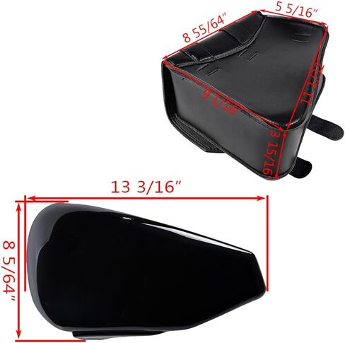 غطاء بطارية على الجانب الأيسر من Astra Depot + حقائب سرج متوافقة مع 2004-2013 Harley Sportster XL 1200 (أكياس سرج w/L+R، أسود لامع) in Kuwait