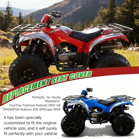 غطاء مقعد ملتف بالكامل لسيارة Honda TRX 500 TRX500FA FourTrax Foreman Rubicon 2001-04 / جلد ممتاز/مقاوم للماء/مقاوم للبقع (أسود) in Kuwait