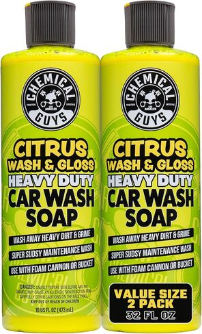 Chemical Guys Citrus Wash & Gloss 2 Pack 16 oz Each High Gloss Citrus Car Wash Soap, Heavy-Duty Cleaner with Natural Citrus Power & Shine Enhancers Streak-Free, Slick Finish in Saudi Arabia