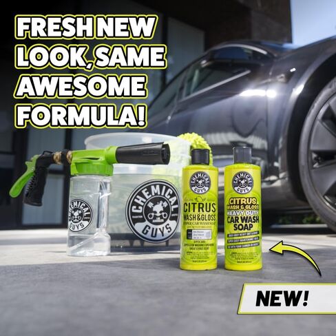 Chemical Guys Citrus Wash & Gloss 2 Pack 16 oz Each High Gloss Citrus Car Wash Soap, Heavy-Duty Cleaner with Natural Citrus Power & Shine Enhancers Streak-Free, Slick Finish in Saudi Arabia