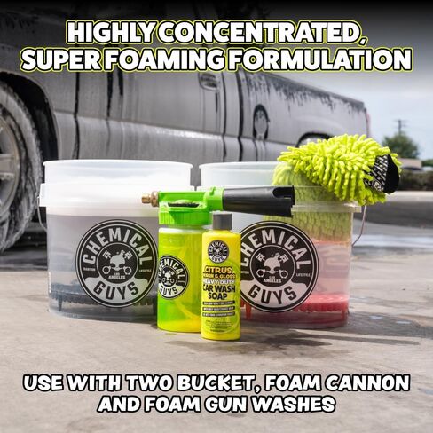 Chemical Guys Citrus Wash & Gloss 2 Pack 16 oz Each High Gloss Citrus Car Wash Soap, Heavy-Duty Cleaner with Natural Citrus Power & Shine Enhancers Streak-Free, Slick Finish in Saudi Arabia