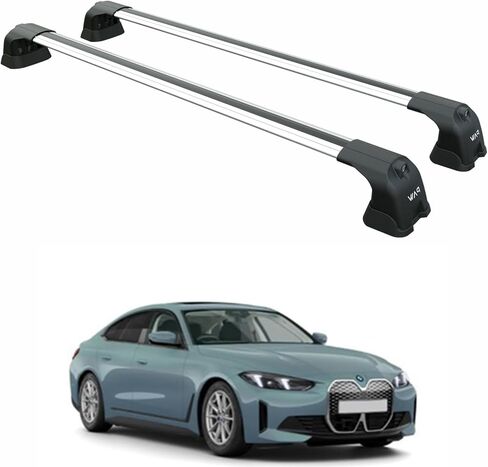 يناسب قضبان السقف BMW i4 المتقاطعة - G26 مع نقاط تثبيت المصنع، سعة 330 رطل، قضبان ألومنيوم على شكل حرف T، قابلة للقفل، تركيب بدون مثقاب (أسود) in Kuwait