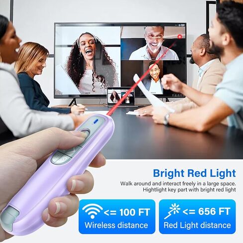 2-in-1 USB Type C Presentation Clicker, Wireless Presentation Clicker PowerPoint Presenter Remote with Volume Control, Powerpoint Clicker with Slide Advancer for Computer/Laptop/Mac,Pink in Kuwait