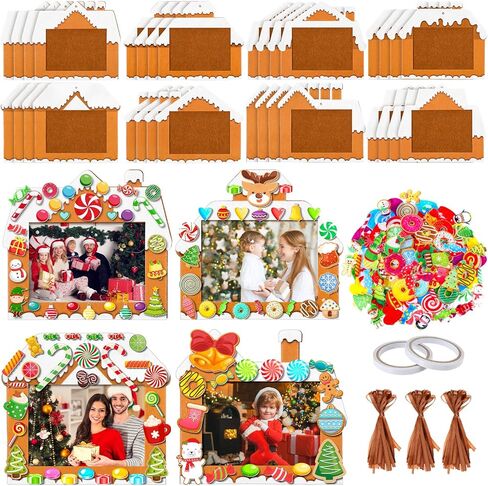 32 Sets Christmas DIY Photo Frame Ornaments Xmas Crafts Kits Gingerbread House Felt Picture Frame Decor Arts and Crafts for Xmas Party Supplies Home Decorations in Saudi Arabia