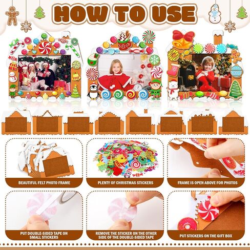 32 Sets Christmas DIY Photo Frame Ornaments Xmas Crafts Kits Gingerbread House Felt Picture Frame Decor Arts and Crafts for Xmas Party Supplies Home Decorations in Saudi Arabia