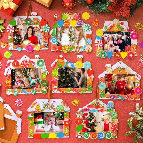32 Sets Christmas DIY Photo Frame Ornaments Xmas Crafts Kits Gingerbread House Felt Picture Frame Decor Arts and Crafts for Xmas Party Supplies Home Decorations in Saudi Arabia