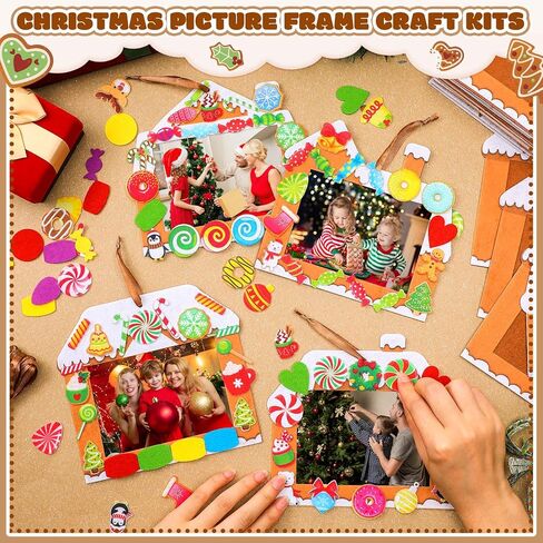 32 Sets Christmas DIY Photo Frame Ornaments Xmas Crafts Kits Gingerbread House Felt Picture Frame Decor Arts and Crafts for Xmas Party Supplies Home Decorations in Saudi Arabia