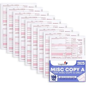 1099 MISC نسخة A من نماذج ضريبة الدخل الفيدرالية لعام 2023 - حزمة مكونة من 25 مستلمًا للضرائب in Kuwait
