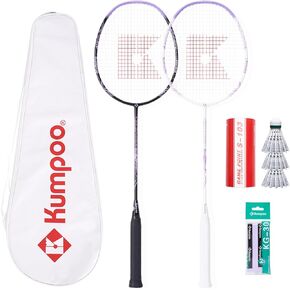 KUMPOO Professional Badminton Racket, Lightweight Badminton Racket, High Tension String Full Carbon Fiber Shaft Badminton Racket with Racket Cover Bag in Kuwait