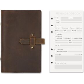 Leather Fishing Log Book, Special Waterproof Paper, A6 Size Binders 50 Pages – Fisherman Journal Notebook to Record Catches & Trip Info & Fish Essentials – Fishing Gifts for Men in Saudi Arabia