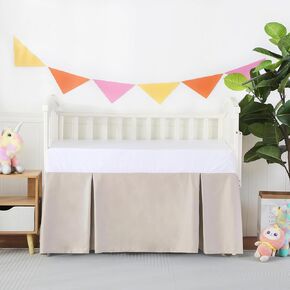 تنورة سرير أطفال مكشكشة من الغبار، 100% من القطن المصري بعدد 400 خيط، تنورة سرير أطفال ناعمة قابلة للتنفس للأطفال والأولاد والبنات، مقاس 52 بوصة × 28 بوصة مع تنورة سرير أطفال مقاس 14 بوصة مقاومة للبهتان (أبيض سادة) in Kuwait