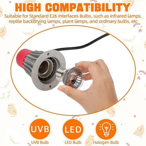 FHTONGE Waterproof Explosionproof Chicken Coop Heater Lamp 150W/300W Adjustable, Aluminum Chick Brooder Heating Light, Hanging Halogen Heated Lamp for Reptile Outdoor Rabbit Dog Cat Whelping Box in Kuwait