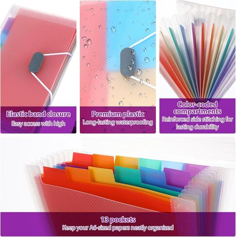 13 جيب A6 منظم الإيصالات مجلد الأكورديون الصغير A6 منظم ملفات الأكورديون الصغير توسيع مجلد الملفات للأعمال الصغيرة منظم قسيمة التحقق من منظم الكوبونات الملون in Kuwait