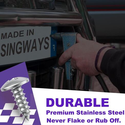Stainless Steel License Plate Screws, Long License Plate Screws Black for License Plates/Frames/Covers Front/Rear on Domestic Vehicles, 1" Licence Plate Screws Long - 4 PCS in Saudi Arabia