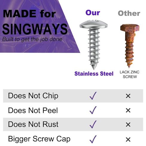 Stainless Steel License Plate Screws, Long License Plate Screws Black for License Plates/Frames/Covers Front/Rear on Domestic Vehicles, 1" Licence Plate Screws Long - 4 PCS in Saudi Arabia