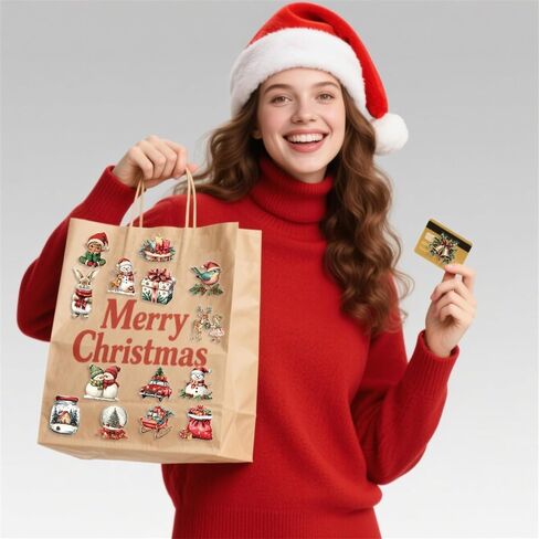 50pcs الحيوانات الأليفة شفافة خمر ملصقات عيد الميلاد للأطفال عطلة الزينة الهدايا اللوازم ملصق للمراهقين البالغين، لطيف الكرتون الشتاء ثلج سانتا كلوز صفقات لسكرابوكينغ، يوميات، مخطط in Kuwait