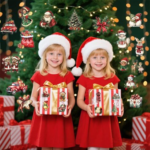 50pcs الحيوانات الأليفة شفافة خمر ملصقات عيد الميلاد للأطفال عطلة الزينة الهدايا اللوازم ملصق للمراهقين البالغين، لطيف الكرتون الشتاء ثلج سانتا كلوز صفقات لسكرابوكينغ، يوميات، مخطط in Kuwait