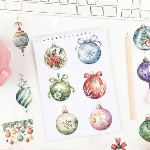50pcs PET Transparent Vintage Christmas Stickers for Kids Holiday Decorations Gifts Supplies Sticker for Teens Adults,Cute Cartoon Winter Snowman Santa Claus Deals for Scrapbooking,Journaling,Planner in Saudi Arabia