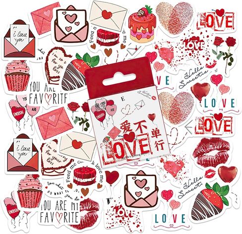 46 قطعة من ملصقات سجل القصاصات ذات موضوع الحب، ملصقات عيد الحب لسجل القصاصات، الكمبيوتر المحمول، مخطط يومي للزوجين، لوازم سجل القصاصات (الحب) in Kuwait