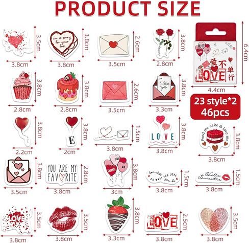 46 قطعة من ملصقات سجل القصاصات ذات موضوع الحب، ملصقات عيد الحب لسجل القصاصات، الكمبيوتر المحمول، مخطط يومي للزوجين، لوازم سجل القصاصات (الحب) in Kuwait