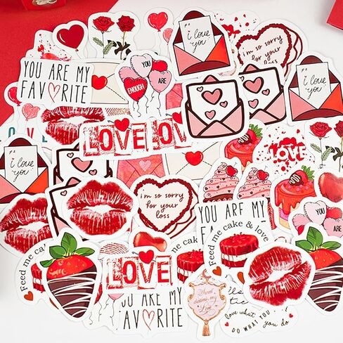46 قطعة من ملصقات سجل القصاصات ذات موضوع الحب، ملصقات عيد الحب لسجل القصاصات، الكمبيوتر المحمول، مخطط يومي للزوجين، لوازم سجل القصاصات (الحب) in Kuwait