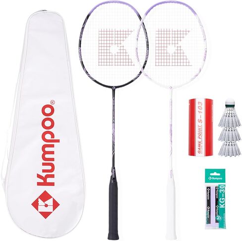 KUMPOO Professional Badminton Racket, Lightweight Badminton Racket, High Tension String Full Carbon Fiber Shaft Badminton Racket with Racket Cover Bag in Kuwait