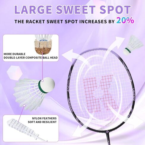 KUMPOO Professional Badminton Racket, Lightweight Badminton Racket, High Tension String Full Carbon Fiber Shaft Badminton Racket with Racket Cover Bag in Kuwait