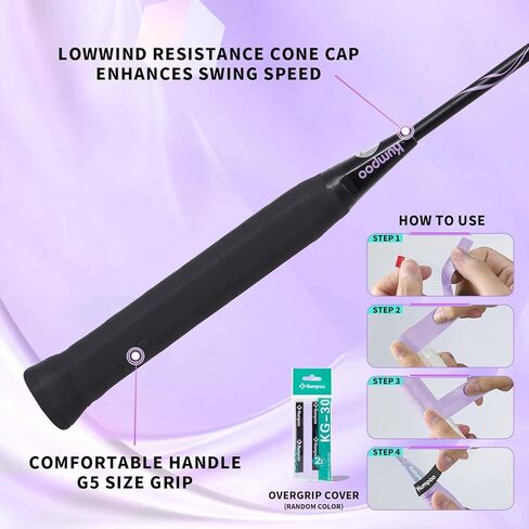 KUMPOO Professional Badminton Racket, Lightweight Badminton Racket, High Tension String Full Carbon Fiber Shaft Badminton Racket with Racket Cover Bag in Kuwait