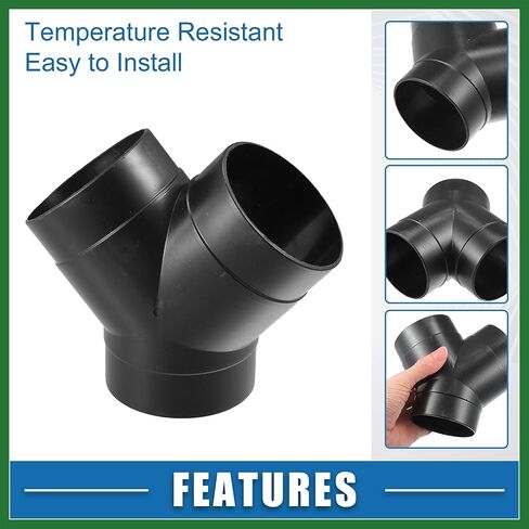 Motoforti Y Piece Duct Air Duct Connector مستقيم الهواء سخان الهواء موصل النجار الأنابيب 2.95 بوصة 75 مم OD أسود (مجموعة من 2) طويل الأمد in Kuwait