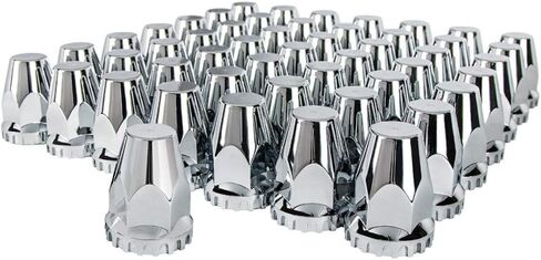 United Pacific 10064CB Wheel Lug Nut Cover Set, 33mm x 2 3/4", Chrome, Plastic, Original, Thread-On in Saudi Arabia