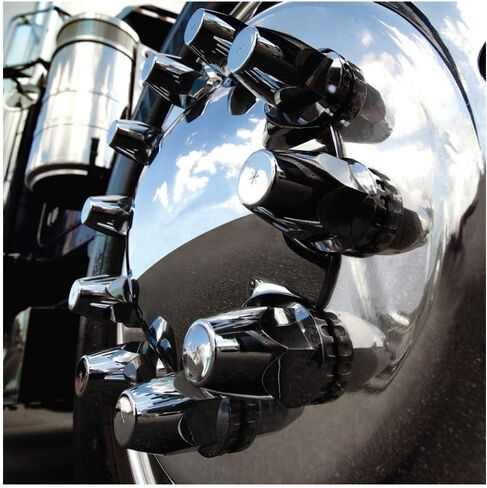 United Pacific 10064CB Wheel Lug Nut Cover Set, 33mm x 2 3/4", Chrome, Plastic, Original, Thread-On in Saudi Arabia