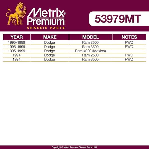 أجزاء الهيكل الفاخرة من Metrix - ذراع Idler يناسب 1994-1999 Dodge Ram 2500 RWD، 1994-1999 Ram 3500 RWD، 1995-1999 Ram 4000 (المكسيك)، استبدال K7225T، صنع في أوروبا in Kuwait