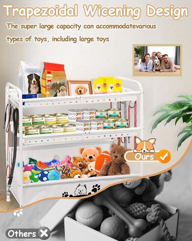 Large Dog Toy Basket,Dog Toy Bin with Storage Organizer,2-Tier Dogs Toys Box for Living Room,Dogs Cat Accessories Organizer,Durable Toys Holder Chest for Leashes in Saudi Arabia