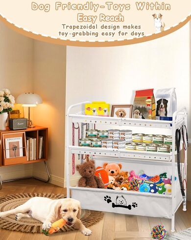 Large Dog Toy Basket,Dog Toy Bin with Storage Organizer,2-Tier Dogs Toys Box for Living Room,Dogs Cat Accessories Organizer,Durable Toys Holder Chest for Leashes in Saudi Arabia
