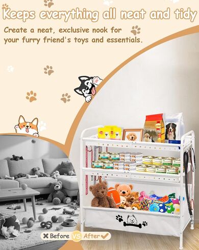 Large Dog Toy Basket,Dog Toy Bin with Storage Organizer,2-Tier Dogs Toys Box for Living Room,Dogs Cat Accessories Organizer,Durable Toys Holder Chest for Leashes in Saudi Arabia