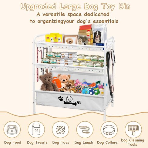 Large Dog Toy Basket,Dog Toy Bin with Storage Organizer,2-Tier Dogs Toys Box for Living Room,Dogs Cat Accessories Organizer,Durable Toys Holder Chest for Leashes in Saudi Arabia