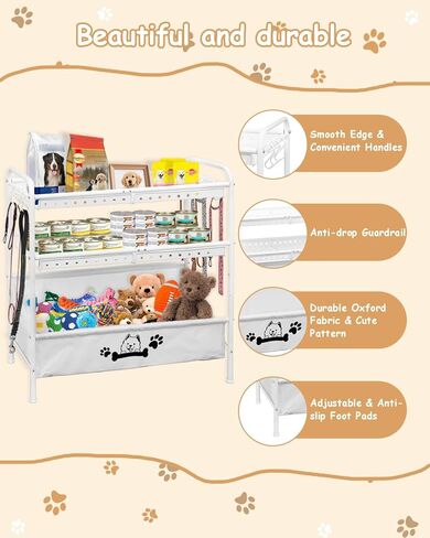 Large Dog Toy Basket,Dog Toy Bin with Storage Organizer,2-Tier Dogs Toys Box for Living Room,Dogs Cat Accessories Organizer,Durable Toys Holder Chest for Leashes in Saudi Arabia