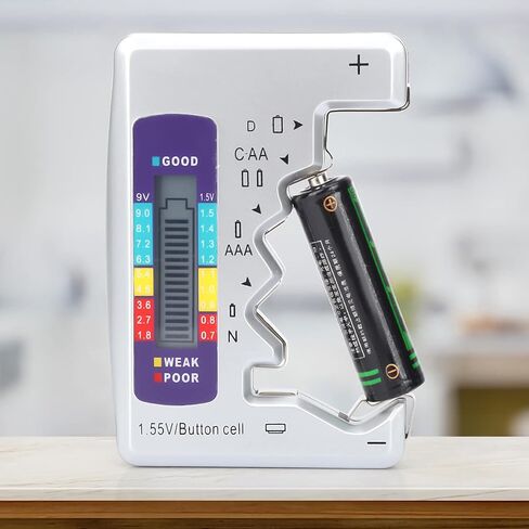 Battery Tester Digital Electronic Tool Battery Capacity Detector for AA AAA 9V Button Rechargeable Batteries Multi Level Card Slots 90x60mm in Saudi Arabia