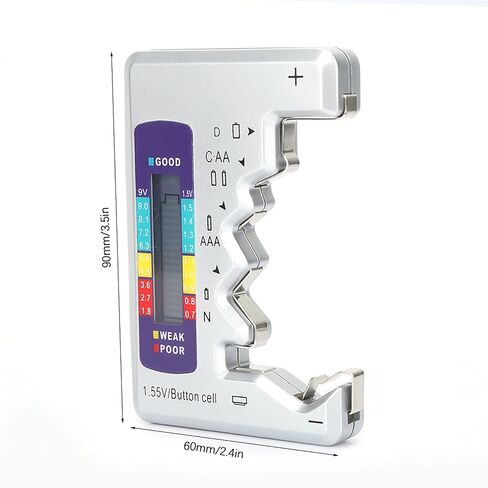 Battery Tester Digital Electronic Tool Battery Capacity Detector for AA AAA 9V Button Rechargeable Batteries Multi Level Card Slots 90x60mm in Saudi Arabia
