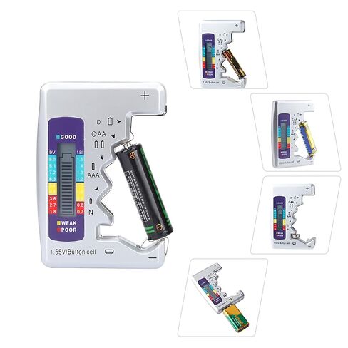 Battery Tester Digital Electronic Tool Battery Capacity Detector for AA AAA 9V Button Rechargeable Batteries Multi Level Card Slots 90x60mm in Saudi Arabia