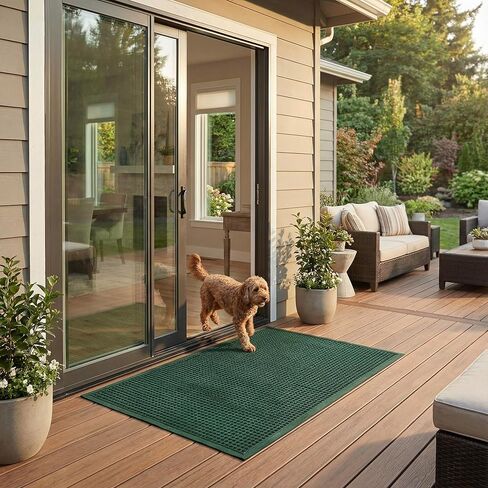 Ecomills Rubber Doormat, Extra Large, 36" x 60", Green, XL, Absorbent Indoor Outdoor Rug, Stain Resistant, Rubber Non Slip Backing, Heavy Duty, Durable in Saudi Arabia